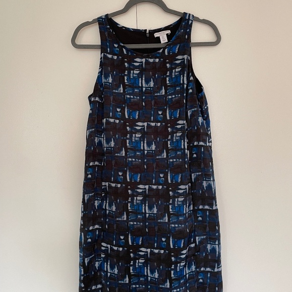 Katherine Barclay Montreal Abstract Print Blue Midi Shift Dress Size 2 - Picture 1 of 13
